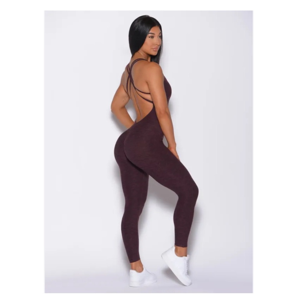 Bombshell Sportswear Plum Crisscross Back Jumpsuit Leggings